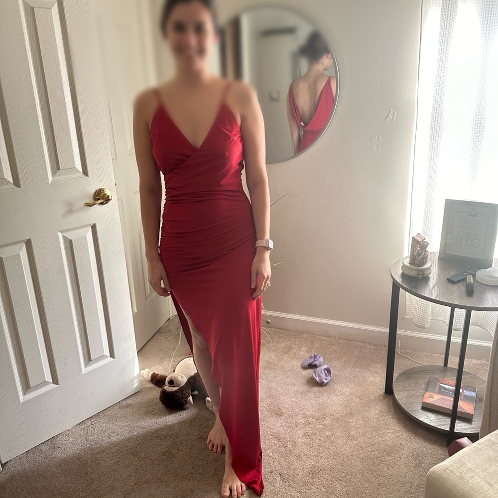 Red long prom dress
